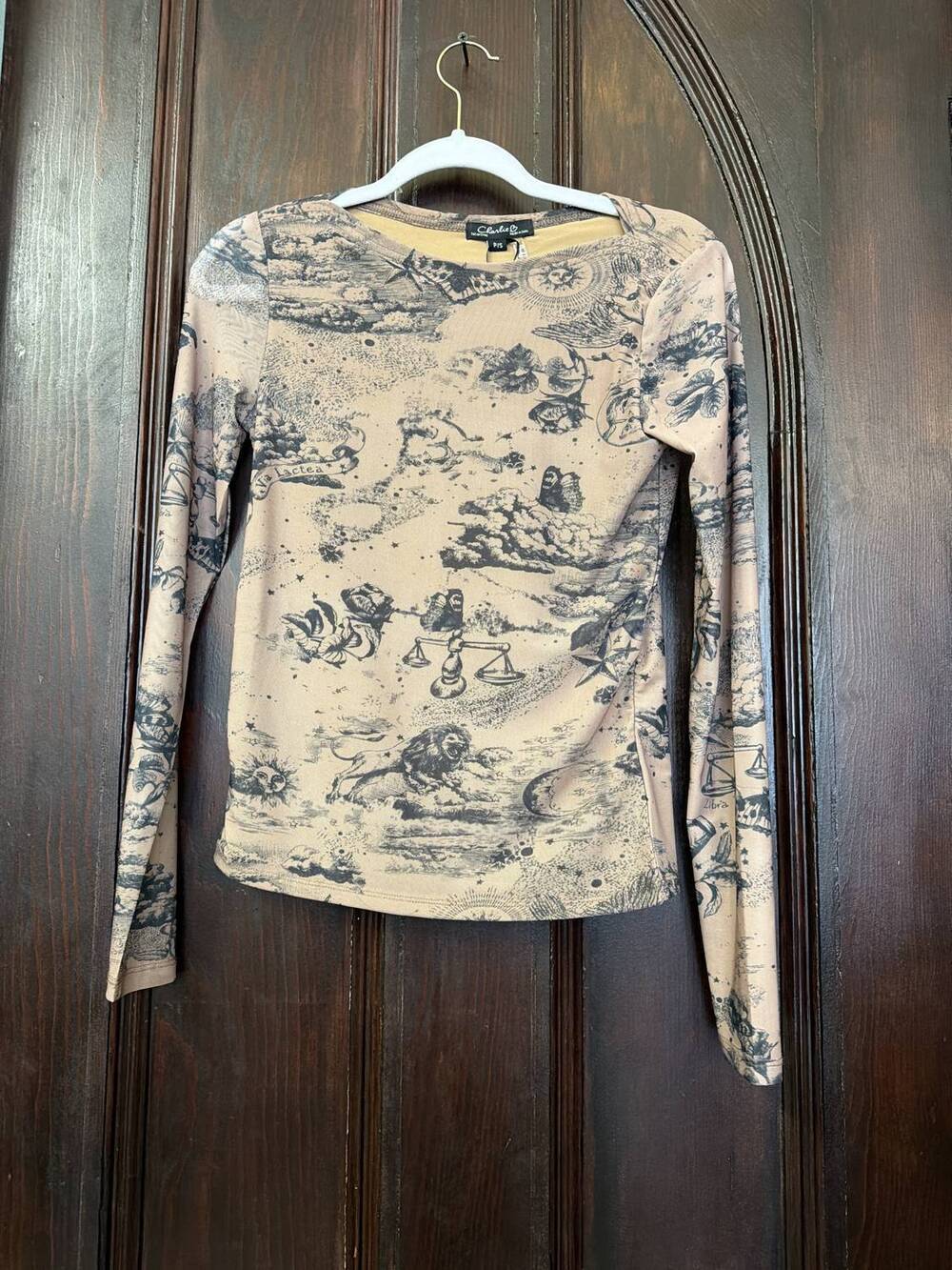 NEW CHARLIE B women's astrology top in brown